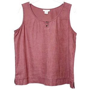 J. Jill 100% linen tank top sleeveless blouse shirt dusty rose pink